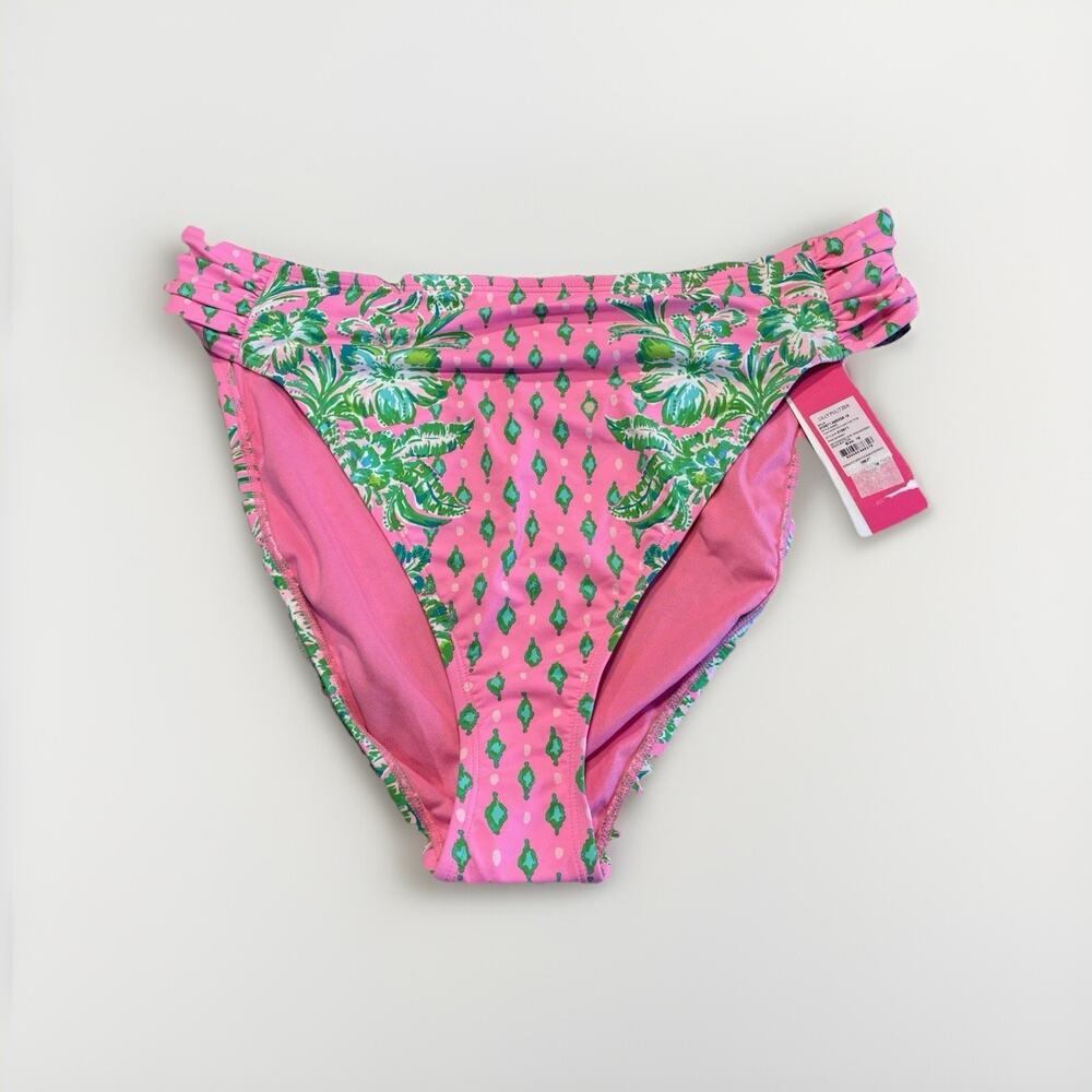 NWT Lilly Pulitzer High Waist Clancy Bikini Bottom Pink Oh Diamond Sz 14